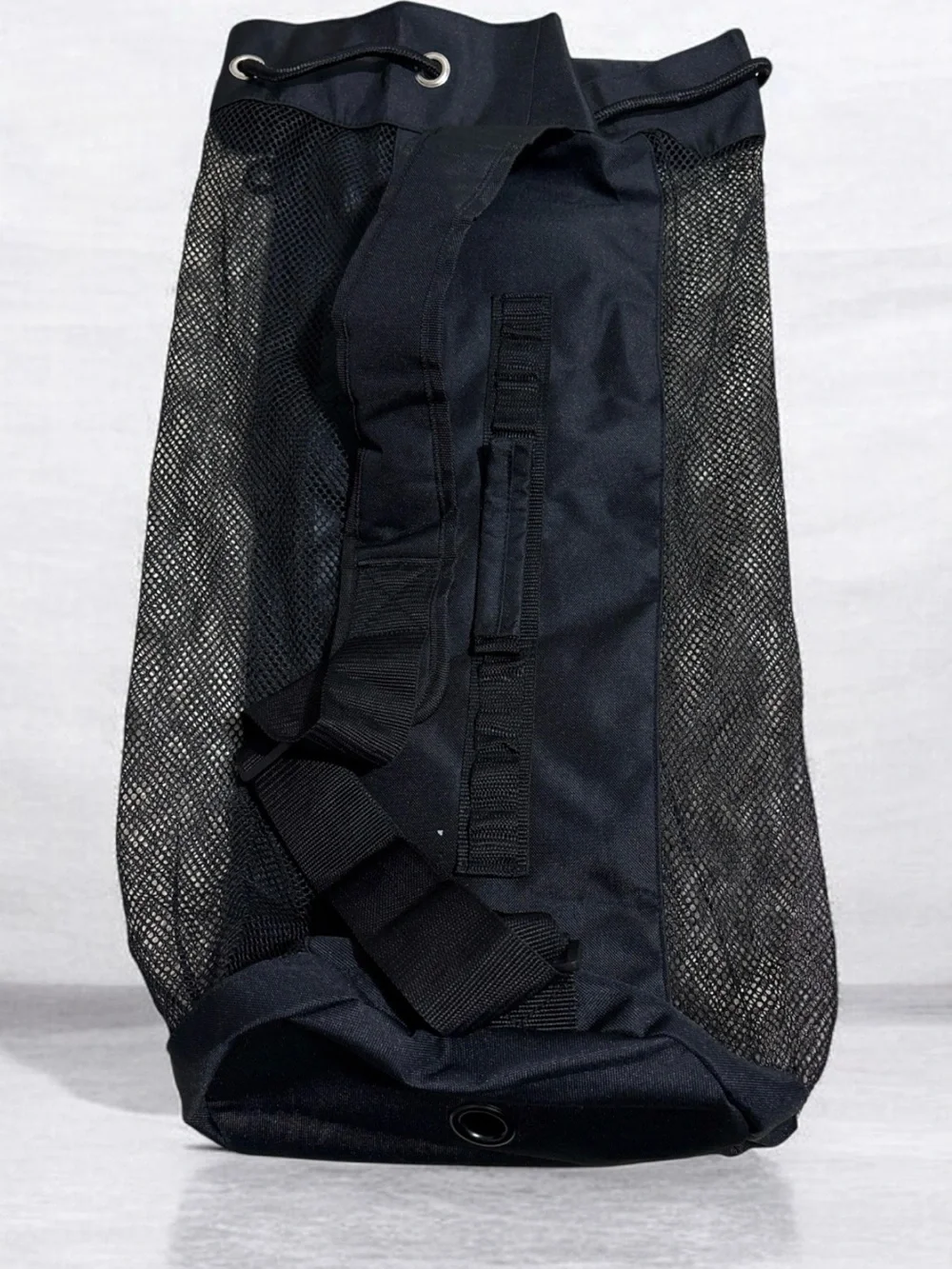 Black Sports Sling Backpack with Mesh Ball Storage